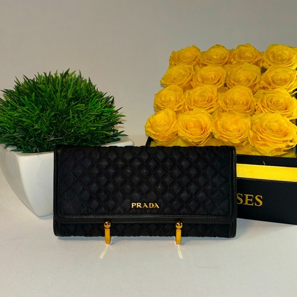 VGUC Black Prada Snap Wallet - Picture 1 of 9